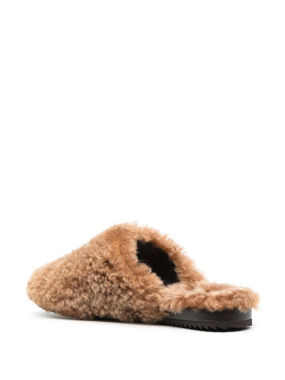 Shop Dsquared2 D2 Statement Shearling Slippers In Neutrals