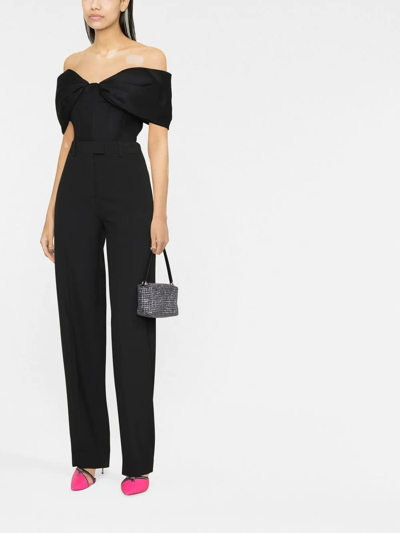 Shop Attico High-waisted Wide-leg Trousers In Black