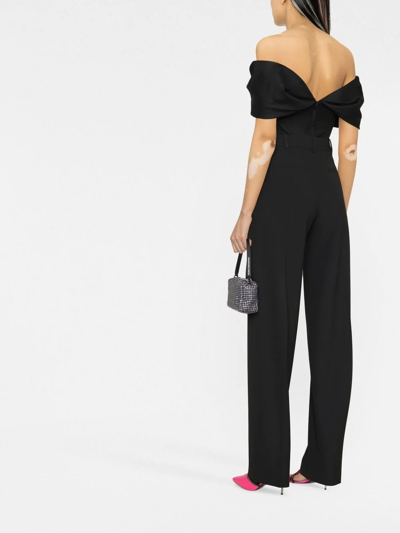 Attico High-waisted Wide-leg Trousers In Black