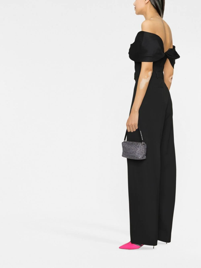 Shop Attico High-waisted Wide-leg Trousers In Black