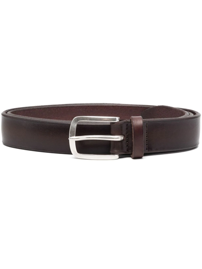 Shop Orciani Square-buckle Leather Belt In Braun