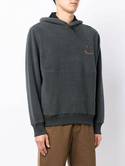 Shop Ps By Paul Smith Happy Logo-embroidered Hoodie In Blau