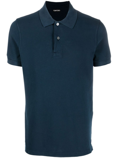 Shop Tom Ford Short-sleeve Polo Shirt In Blue