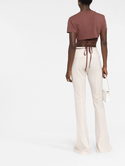 Shop Jacquemus Le T-shirt Baci Cropped Top In Brown