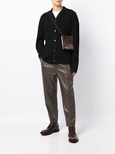 Nanushka Rib-knit Cardigan In Schwarz