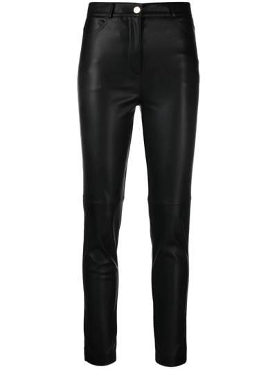 Shop Blanca Vita Faux-leather Skinny Trousers In Schwarz