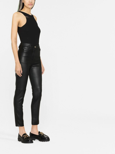 Shop Blanca Vita Faux-leather Skinny Trousers In Schwarz