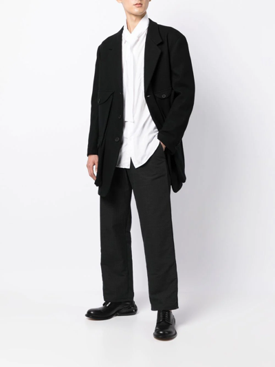 Shop Yohji Yamamoto Single-breasted Fitted Coat In Schwarz