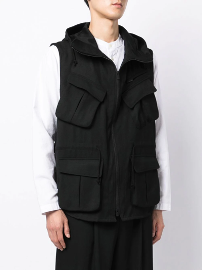 Shop Yohji Yamamoto Zipped Gilet Jacket In Schwarz
