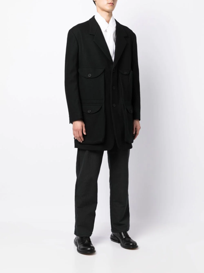 Shop Yohji Yamamoto Single-breasted Fitted Coat In Schwarz