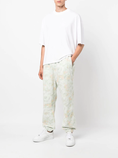 Martine Rose White Textured Floral-print Track Pants In Green