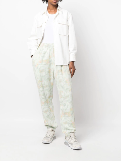 Martine Rose White Textured Floral-print Track Pants In Green