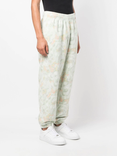 Martine Rose White Textured Floral-print Track Pants In Green