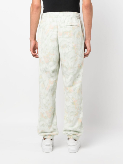 Martine Rose White Textured Floral-print Track Pants In Green