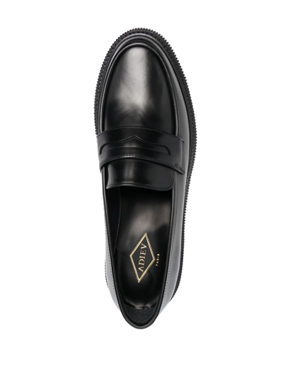 Shop Adieu Leather Penny Loafers In Schwarz