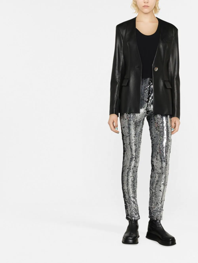 Isabel Marant Black And Silver Madilio Sequinned Leggings In Black