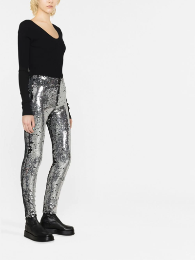 Isabel Marant Black And Silver Madilio Sequinned Leggings In Black