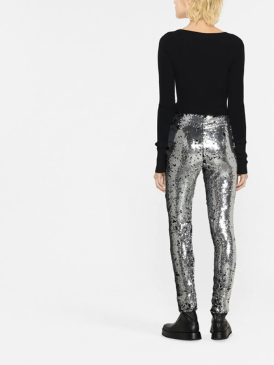 Isabel Marant Black And Silver Madilio Sequinned Leggings In Black