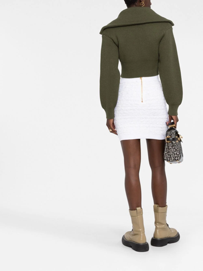 Shop Balmain Fitted Tweed Mini Skirt In Weiss