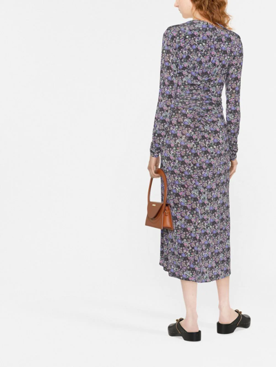 Isabel Marant Floral-print Long-sleeve Midi Dress In Utvi