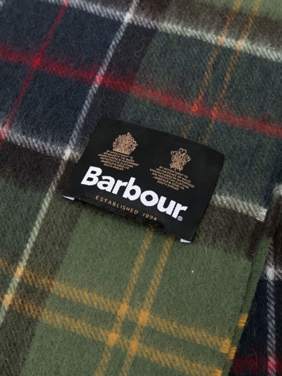 Barbour Logo-patch Check Pattern Scarf In Grün