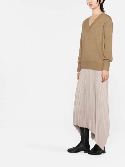 Vince V-neck Draped-sleeve Jumper In Neutrals
