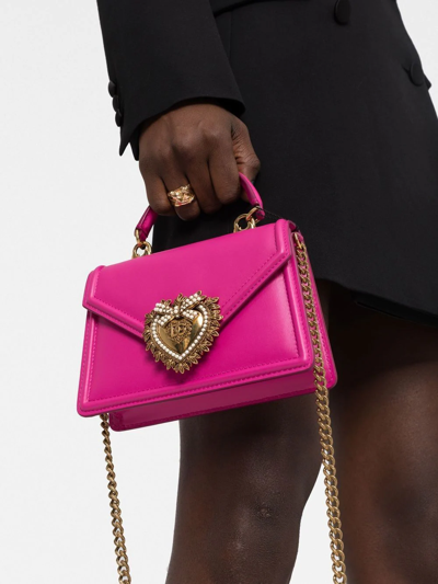 Shop Dolce & Gabbana Small Devotion Top-handle Bag In Pink
