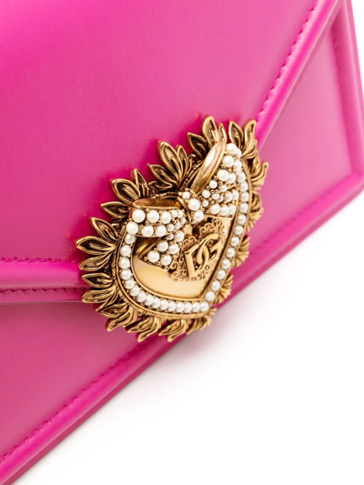 Dolce & Gabbana Devotion Mini Leather Top Handle Crossbody In Pink