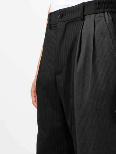Shop Feng Chen Wang Striped Straight-leg Trousers In Schwarz