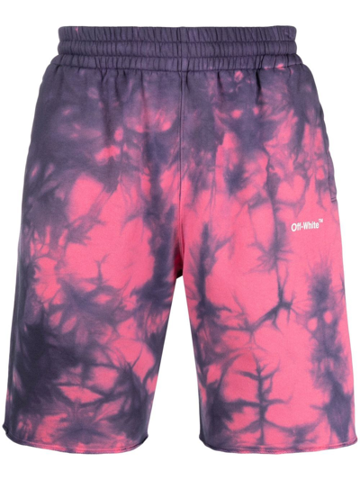 Shop Off-white Tie-dye Track Shorts In Rosa