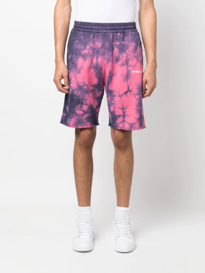 Shop Off-white Tie-dye Track Shorts In Rosa