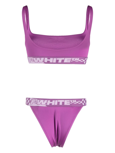 Shop Off-white Logo Tape Bikini In Rosa