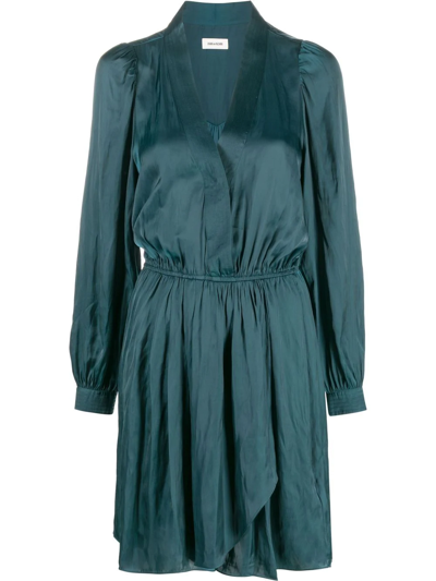Shop Zadig & Voltaire Remember Mini Wrap Dress In Grün