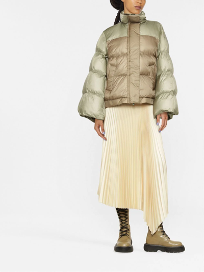 Shop Sacai Bell Sleeves Puffer Jacket In Grün