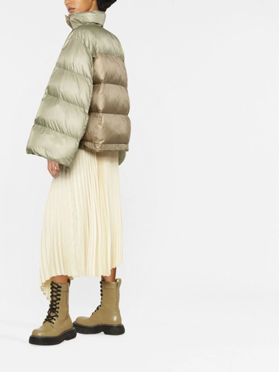 Sacai High-necked Quilted Cotton Suit In Grün