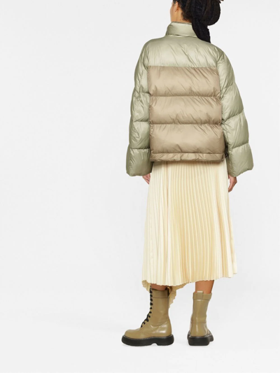 Shop Sacai Bell Sleeves Puffer Jacket In Grün