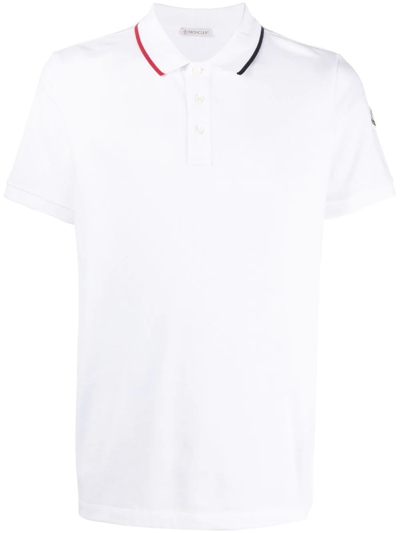 Shop Moncler Cotton Polo Shirt In Weiss