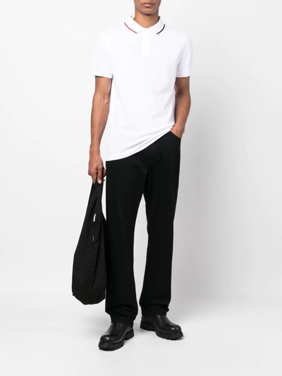 Shop Moncler Cotton Polo Shirt In Weiss