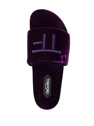 Shop Tom Ford Monogram Velvet Sandals In Violett
