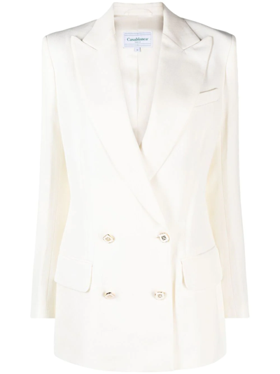 Shop Casablanca Double-breasted Tailored Blazer In Weiss