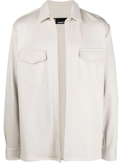 Shop Styland X Notrainproof Open-front Cotton Shirt Jacket In Grey