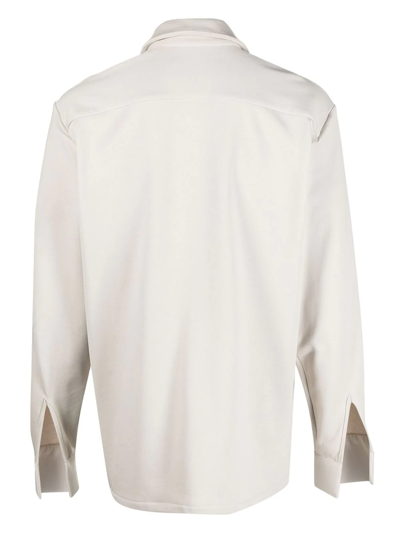 Shop Styland X Notrainproof Open-front Cotton Shirt Jacket In Grey