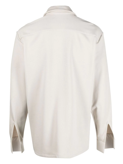 Styland Open-front Long-sleeve Shirt In Grey
