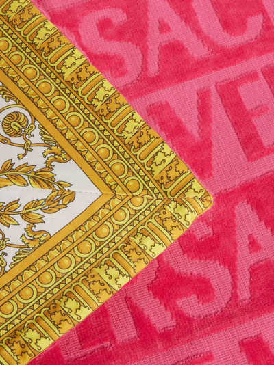 Shop Versace I Love Baroque Beach Towel In Rosa