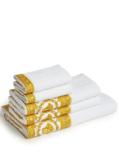 Shop Versace I Love Baroque Towel Set (set Of 5) In White