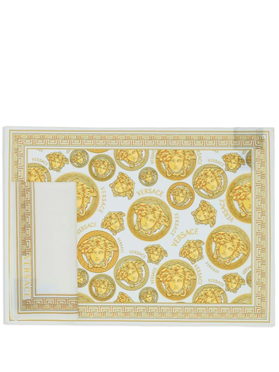 Shop Versace Medusa Amplified Napkin (set Of Two) In Weiss