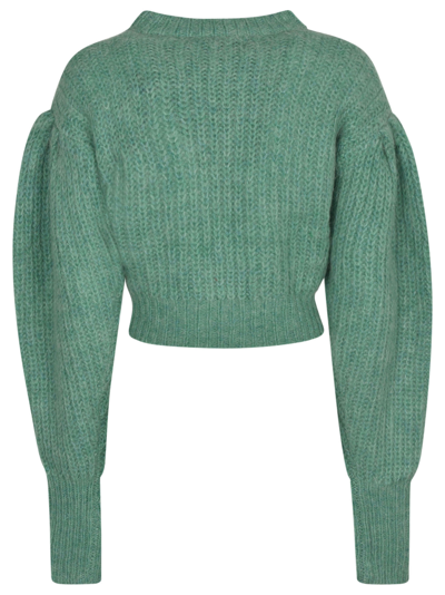 Shop Rotate Birger Christensen Logo Knit Cropped Sweater In Green