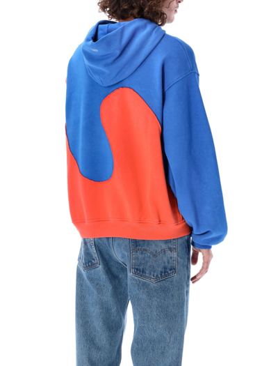 Shop Erl Bicolor Wave Hoodie In Blue Orange