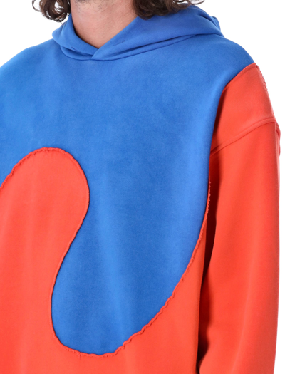 Shop Erl Bicolor Wave Hoodie In Blue Orange