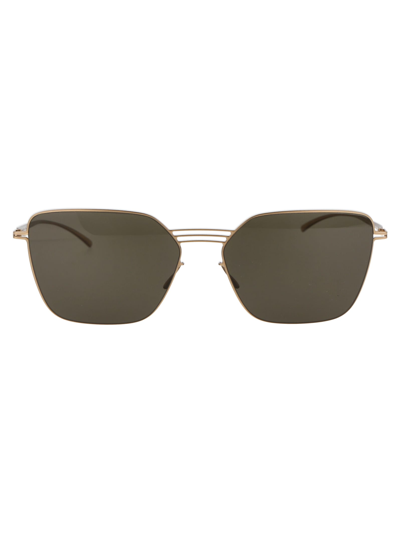 Shop Mykita Mmesse030 Sunglasses In 295 E12 Champagne Gold Rawgreen Solid